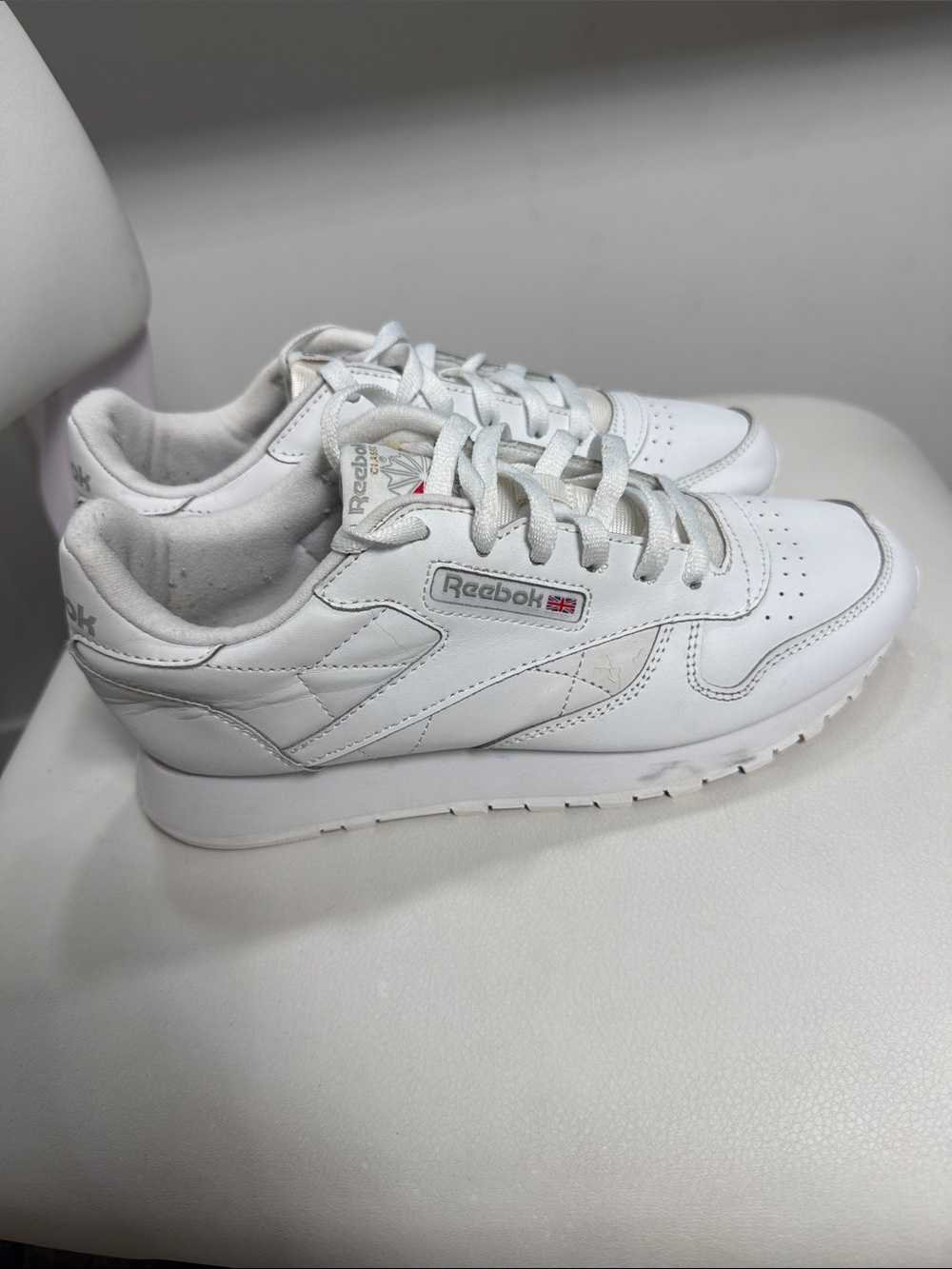 Reebok White Leather Classic Low-Top Sneakers